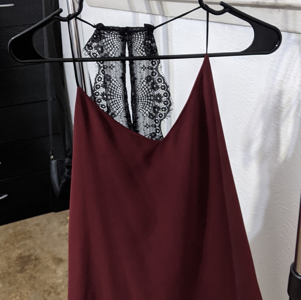 Fancy, laced maroon shirt